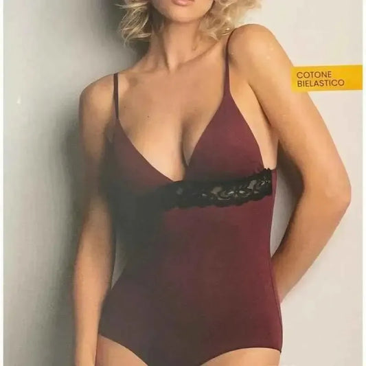 Body donna spalla stretta cotone e pizzo Cotonella AD703