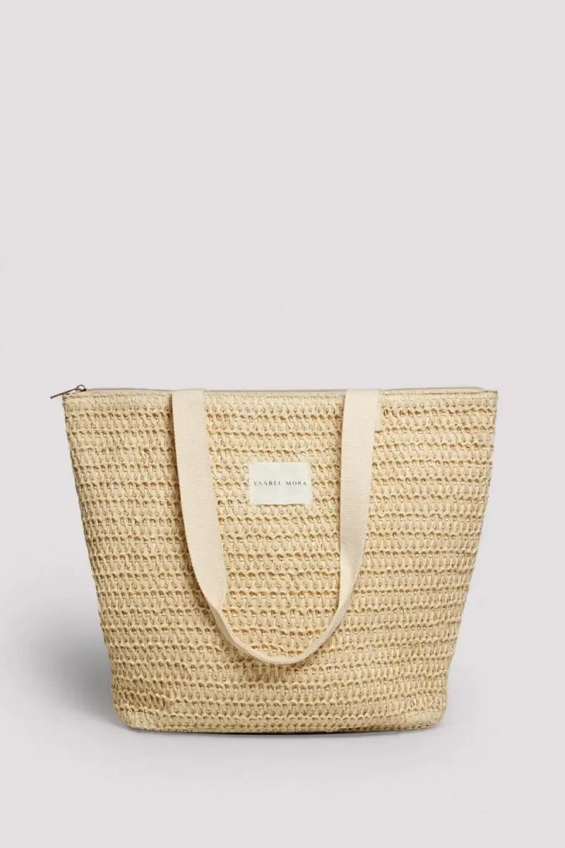 Borsa mare in rafia con zip Ysabel Mora 86207