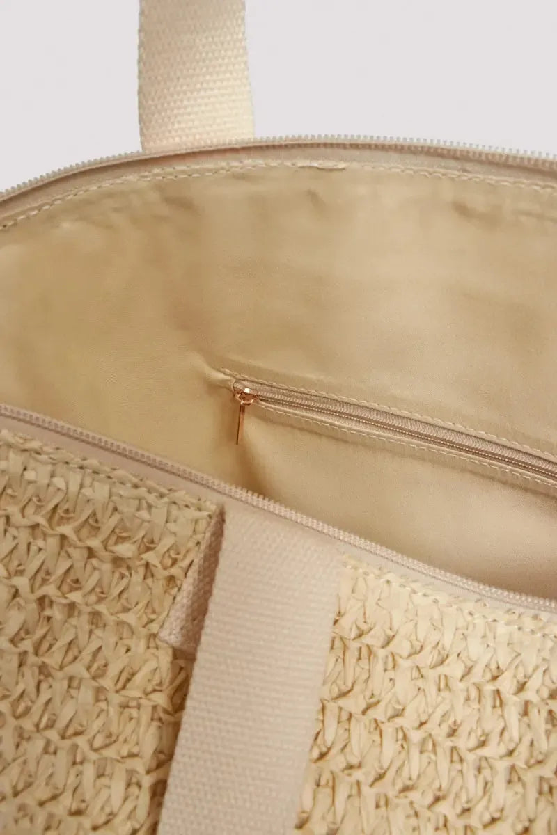 Borsa mare in rafia con zip Ysabel Mora 86207