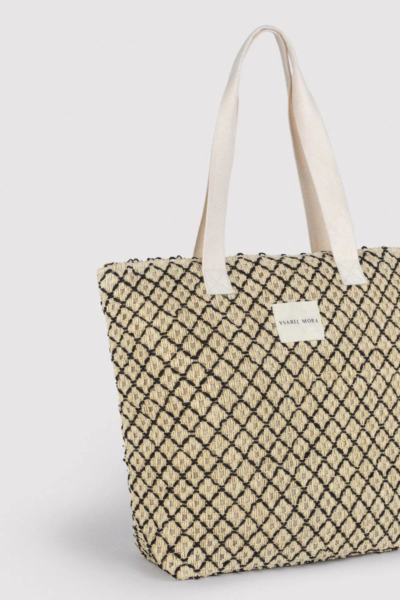 Borsa mare in rafia con zip Ysabel Mora 86295