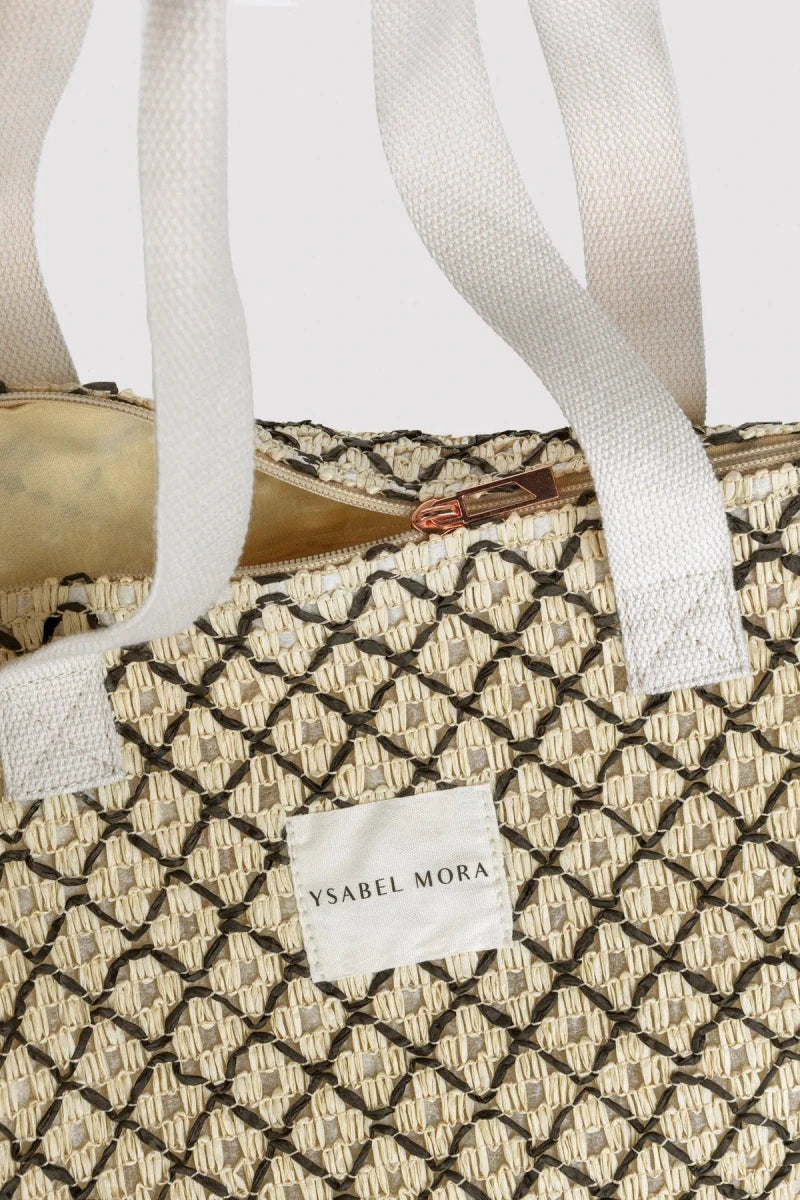 Borsa mare in rafia con zip Ysabel Mora 86295