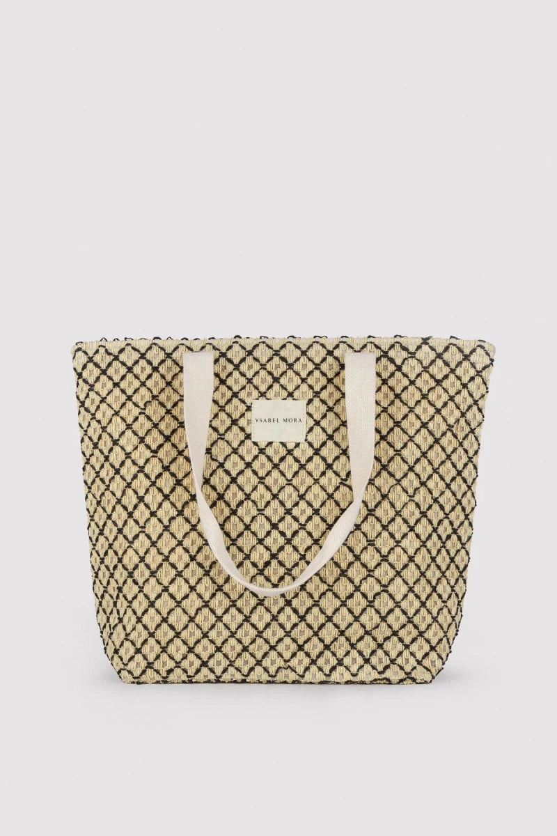 Borsa mare in rafia con zip Ysabel Mora 86295