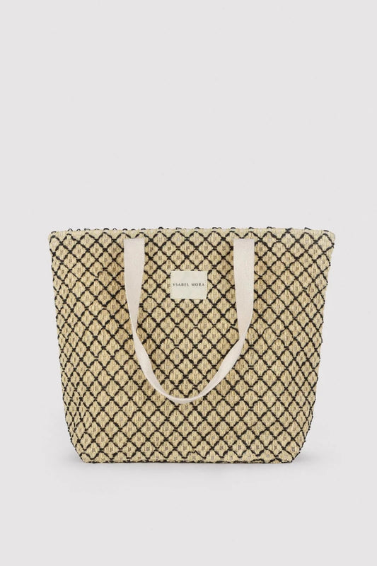 Borsa mare in rafia con zip Ysabel Mora 86295