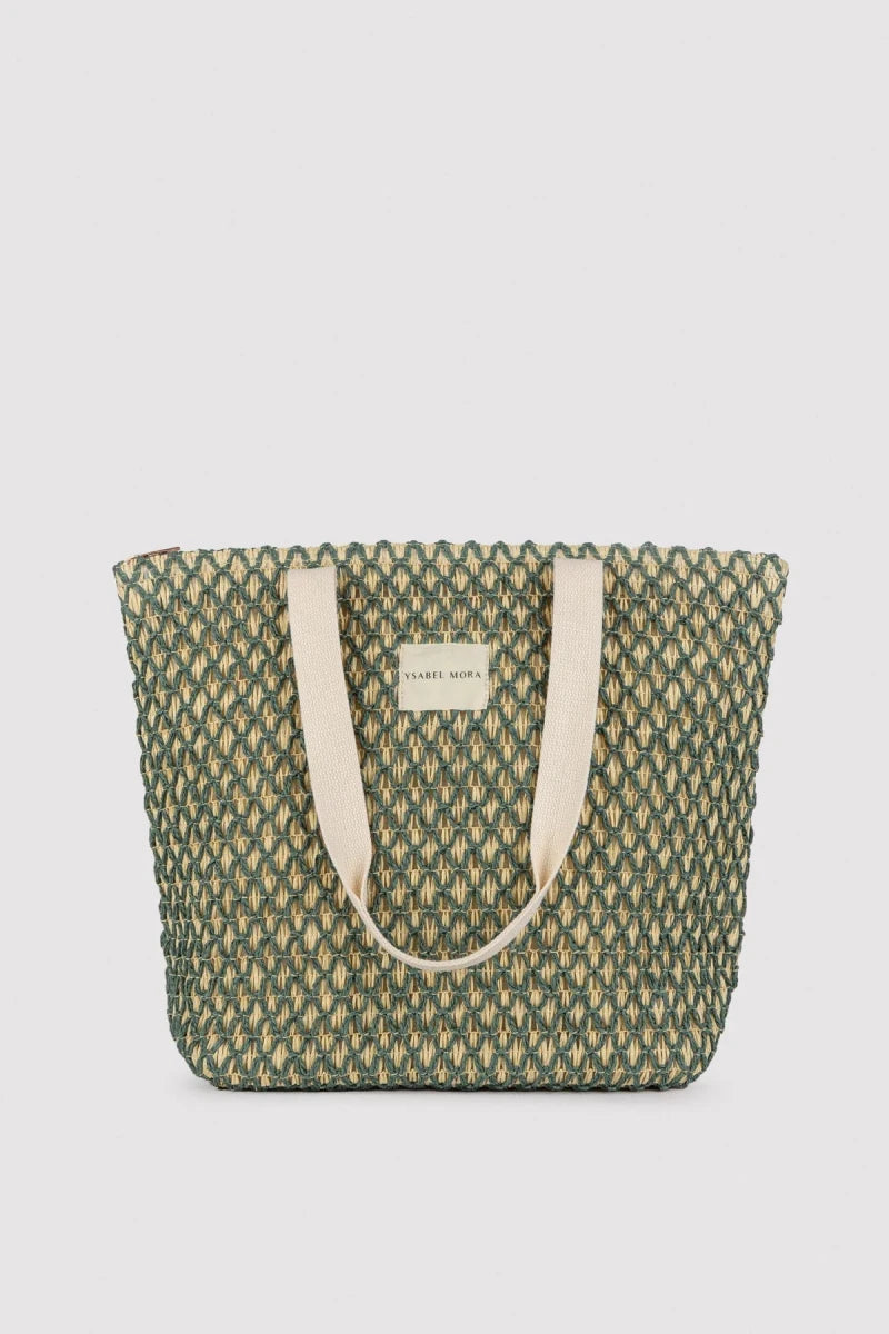 Borsa mare in rafia con zip Ysabel Mora 86296
