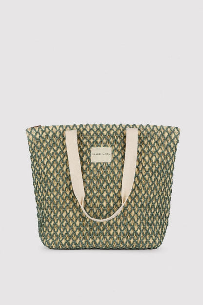 Borsa mare in rafia con zip Ysabel Mora 86296