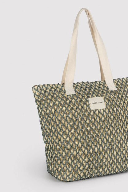 Borsa mare in rafia con zip Ysabel Mora 86296