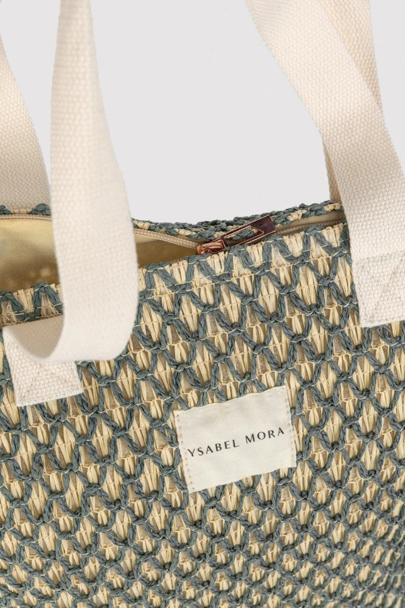 Borsa mare in rafia con zip Ysabel Mora 86296