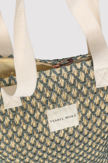 Borsa mare in rafia con zip Ysabel Mora 86296