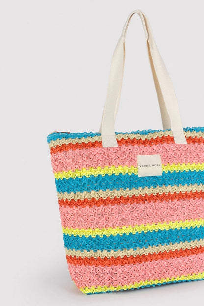 Borsa mare in rafia con zip Ysabel Mora 86297