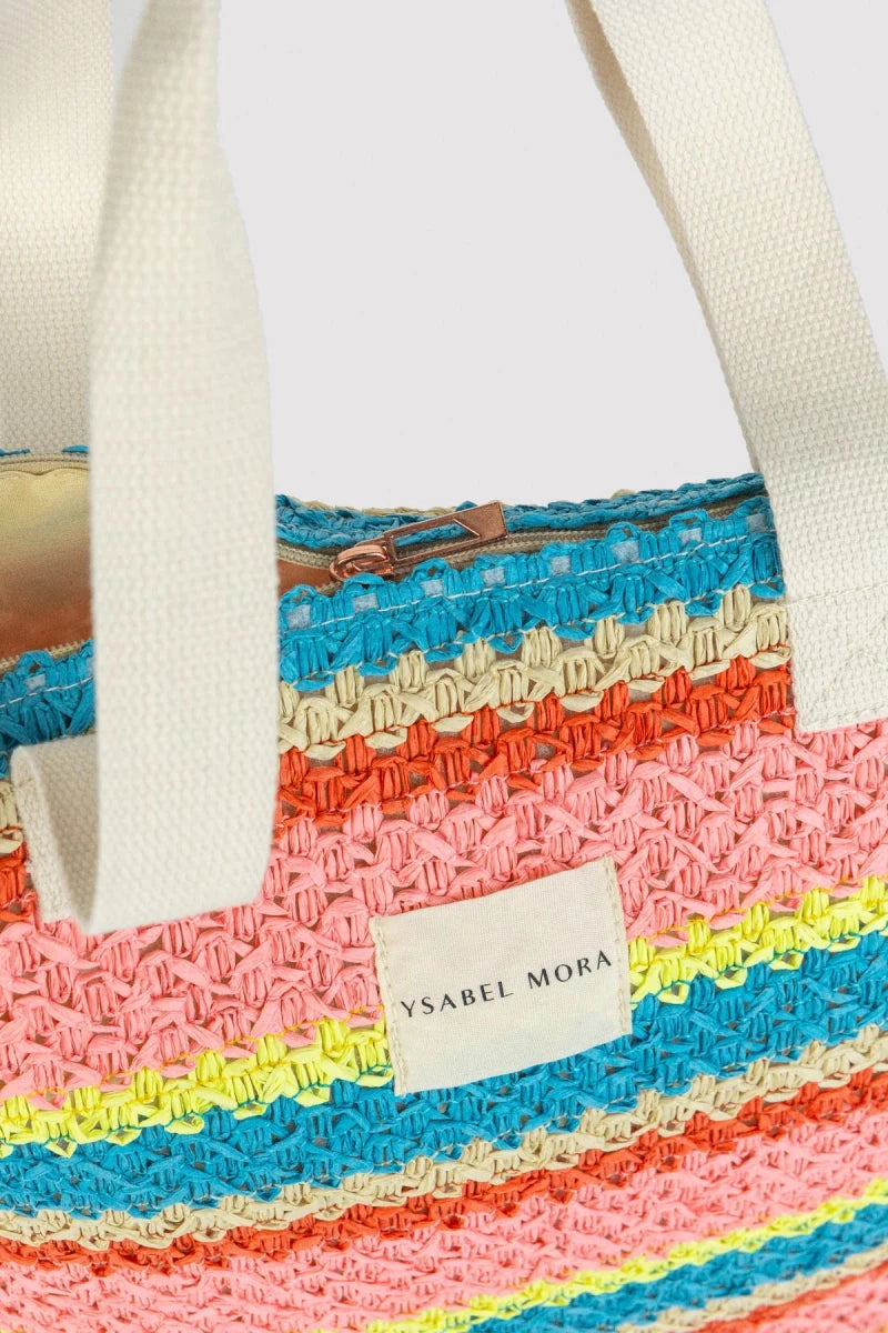 Borsa mare in rafia con zip Ysabel Mora 86297