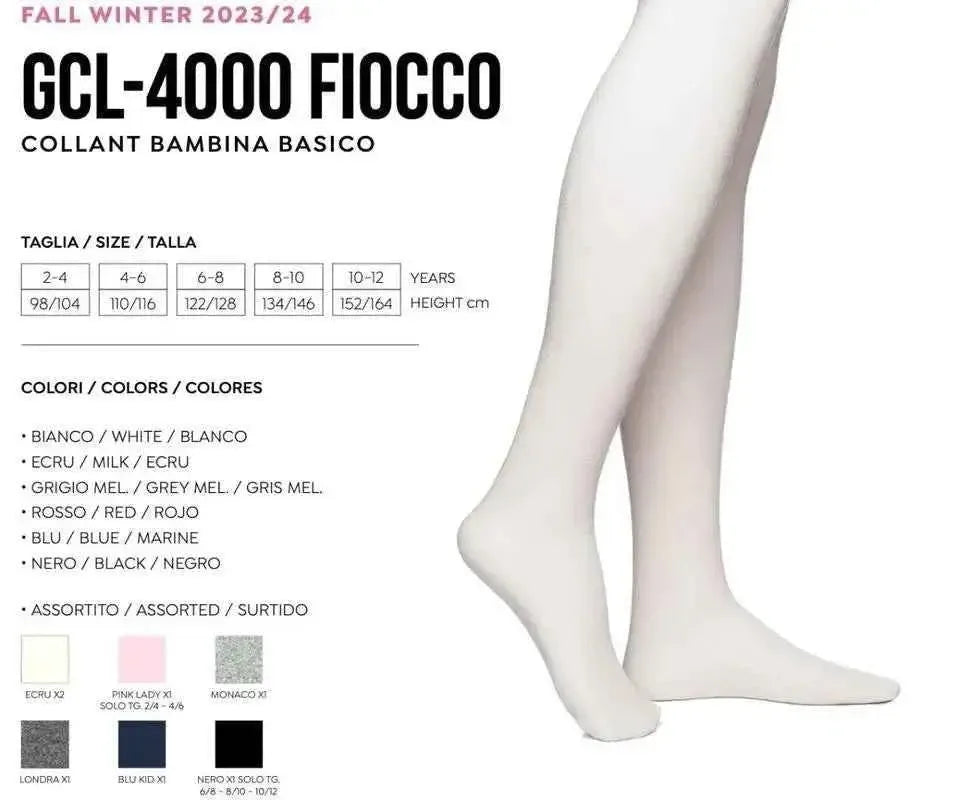 Calze Collant invernale in caldo cotone bambino bambina Pezzini GCL-FIOCCO