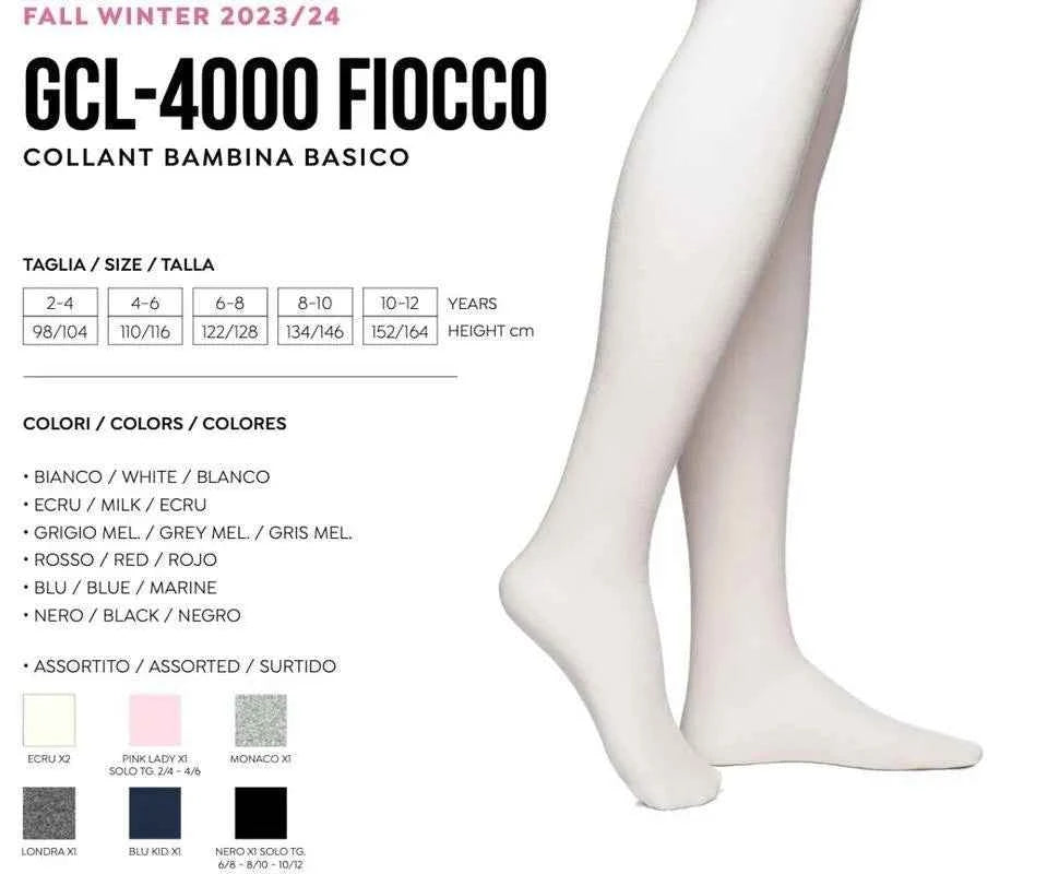 Calze Collant invernale in caldo cotone bambino bambina Pezzini GCL-FIOCCO