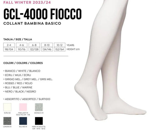 Calze Collant invernale in caldo cotone bambino bambina Pezzini GCL-FIOCCO