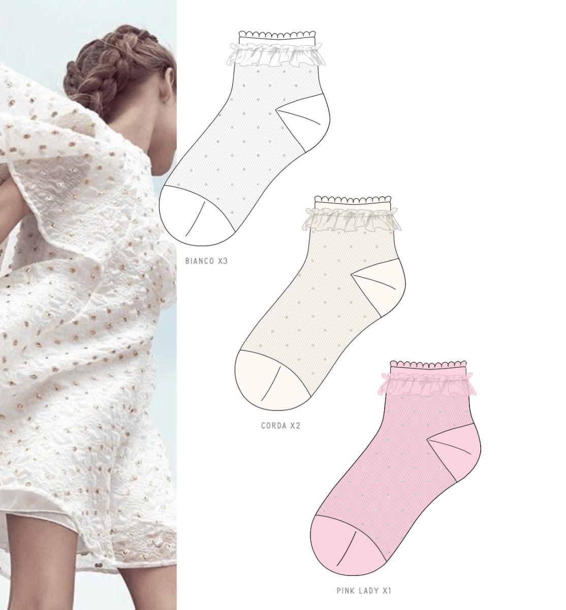 Calze corte bambina in filo di scozia elasticizzata con tulle cerimoniaPezzini GCZ-PPE25002