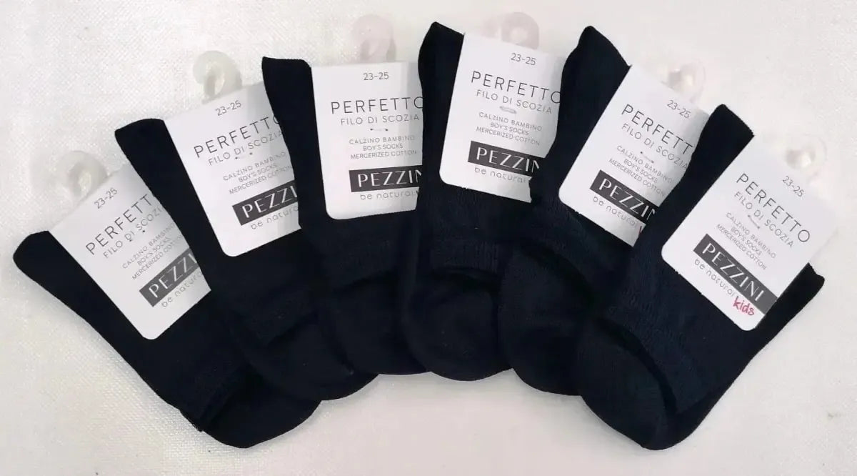 Calze corte bambino in filo di scozia elasticizzata Pezzini in tinta unita BCZ-PERFETTO