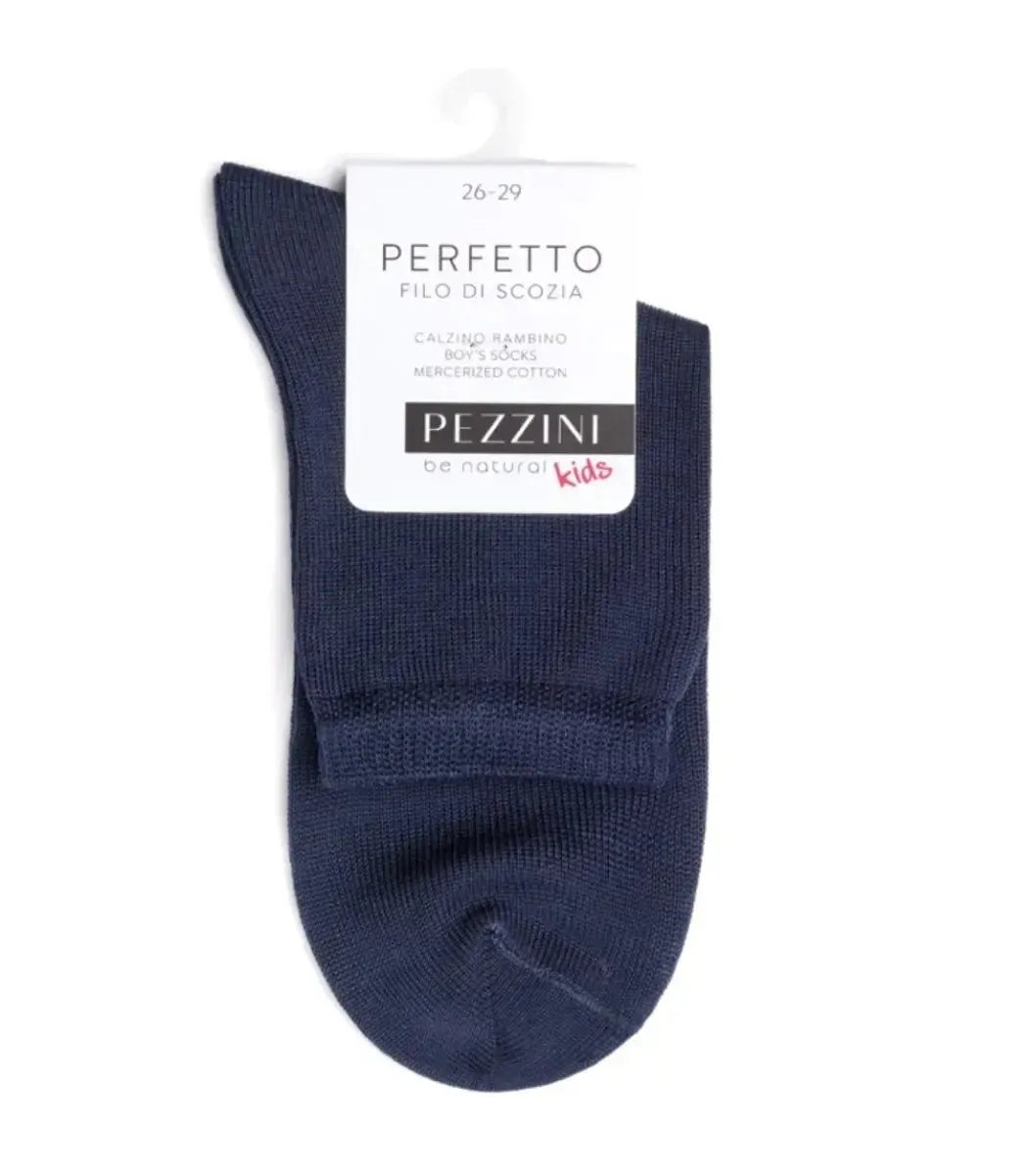 Calze corte bambino in filo di scozia elasticizzata Pezzini in tinta unita BCZ-PERFETTO