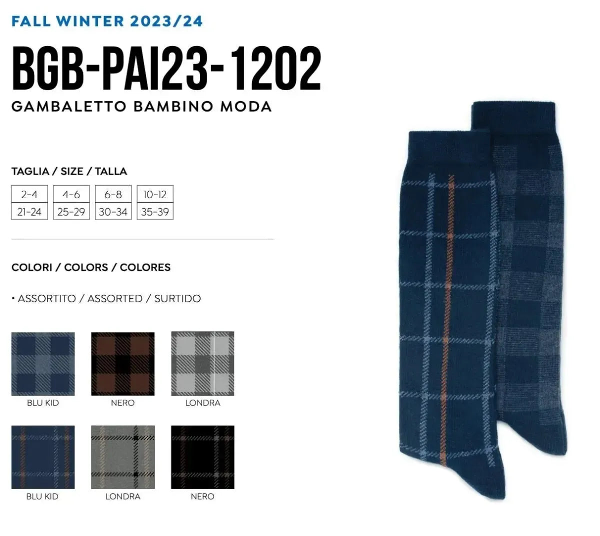 Calze lunghe bambino in caldo cotone Pezzini BGB-PAI231202