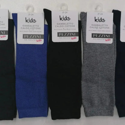 Calze lunghe bambino in caldo cotone Pezzini in tinta unita BGB-ALEX