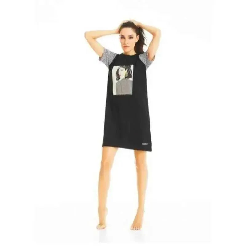Camicia da notte Maxi maglia cotone Nacshua donna mezza manica ERA 58947