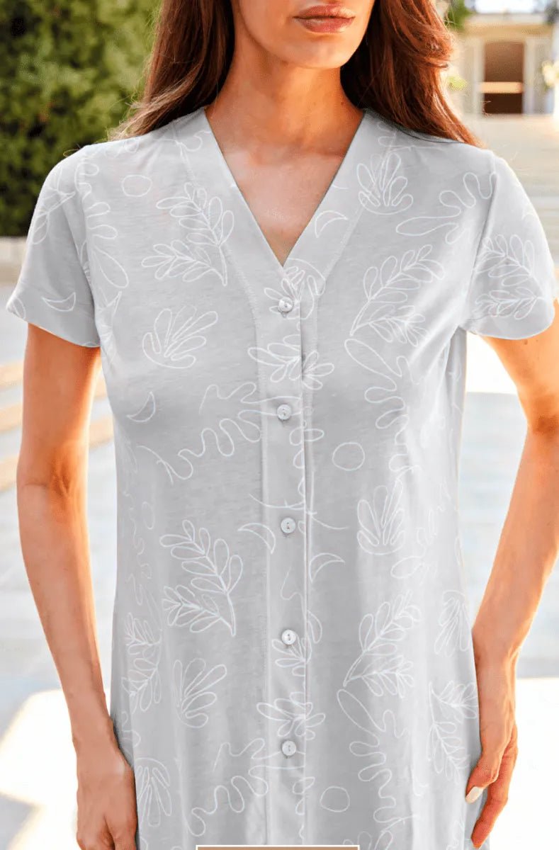 Camicia da notte aperta donna Nottingham mezza manica cotone NPB073