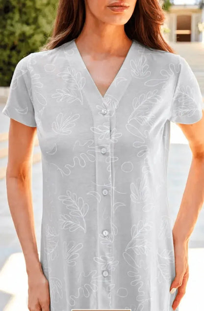 Camicia da notte aperta donna Nottingham mezza manica cotone NPB073