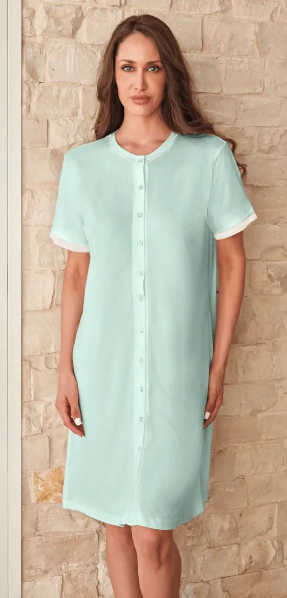 Camicia da notte aperta donna Nottingham mezza manica cotone modal NPB173
