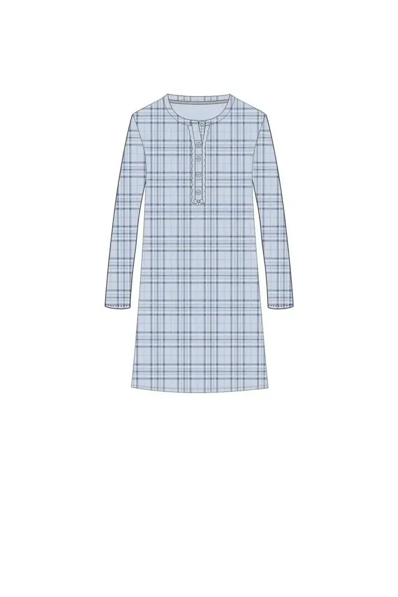 Camicia da notte aperta donna in caldo cotone Noidinotte Scozzese LA2663