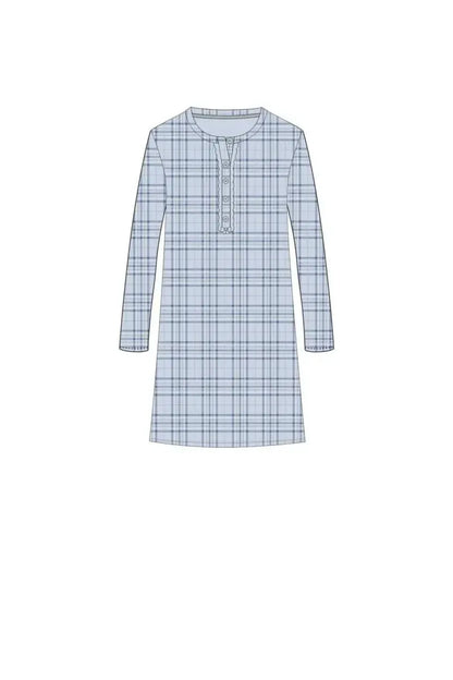 Camicia da notte aperta donna in caldo cotone Noidinotte Scozzese LA2663