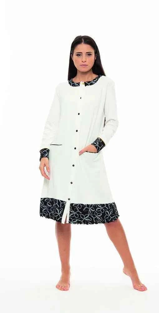 Camicia da notte aperta donna invernale interlock Gary N50067