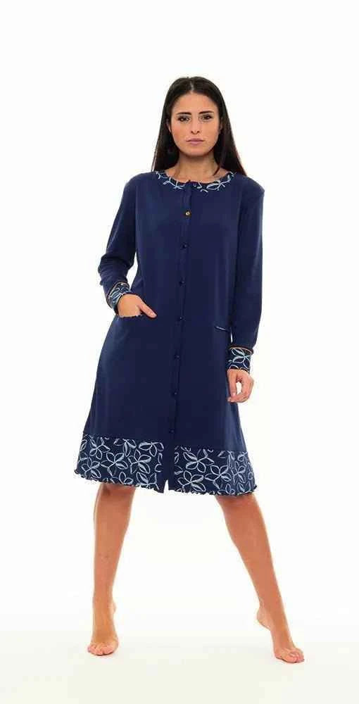 Camicia da notte aperta donna invernale interlock Gary N50067