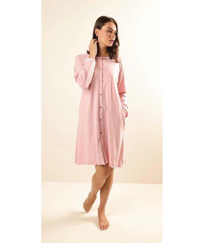 Camicia da notte aperta manica lunga donna Jersey Gary Z50091