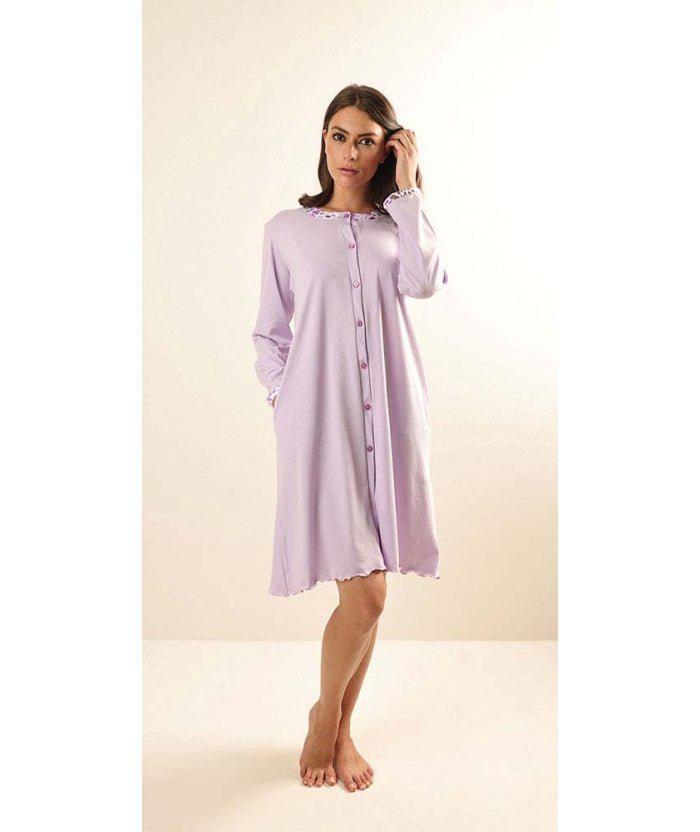 Camicia da notte aperta manica lunga donna Jersey Gary Z50091