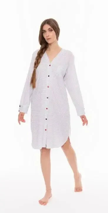 Camicia da notte aperta manica lunga donna Jersey serafino Gary P50102