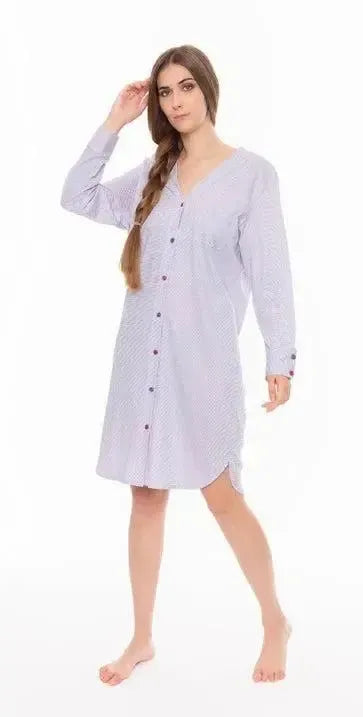 Camicia da notte aperta manica lunga donna Jersey serafino Gary P50102