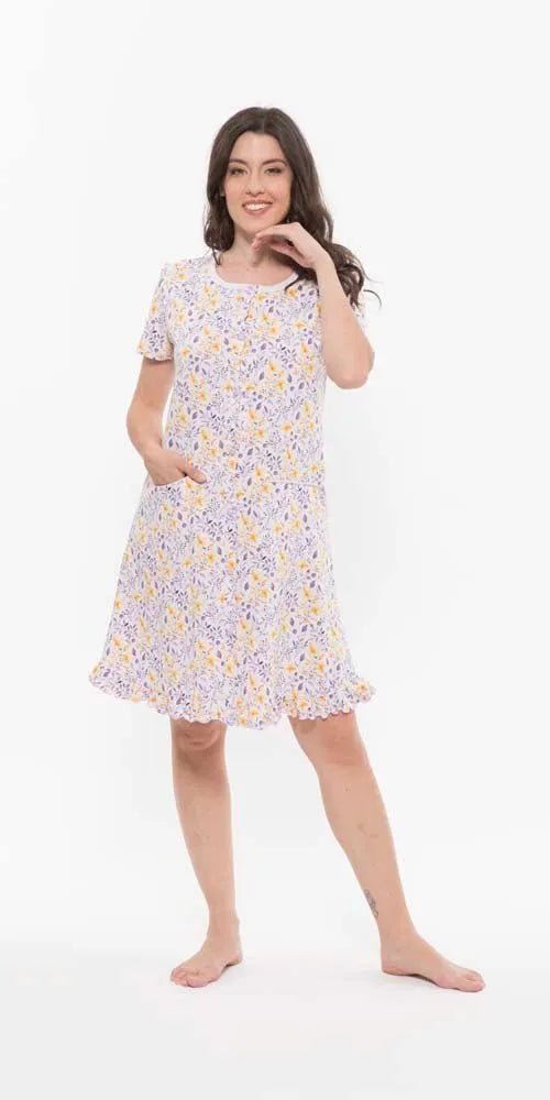 Camicia da notte aperta mezza manica donna Jersey Gary R55057