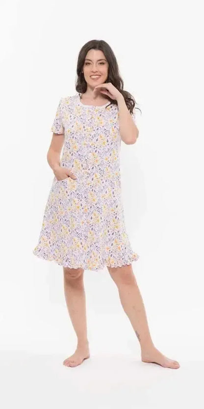 Camicia da notte aperta mezza manica donna Jersey Gary R55057