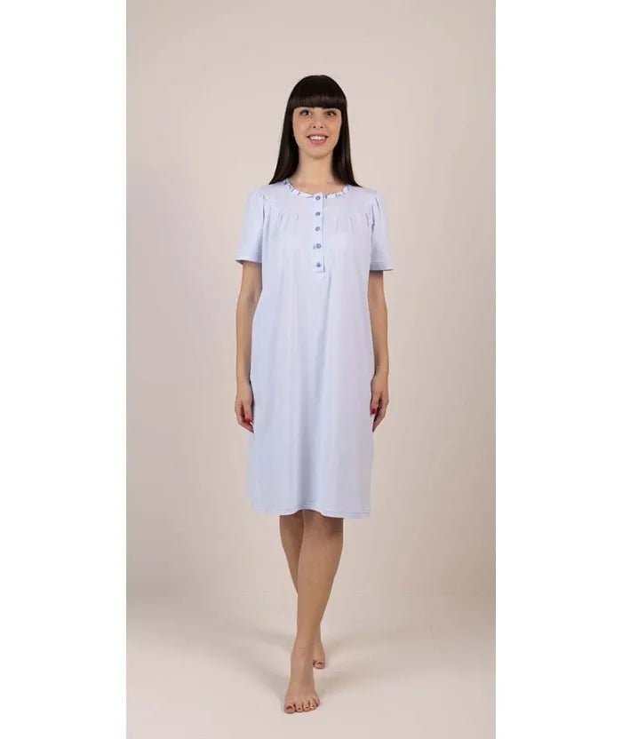 Camicia da notte calibrato donna Jersey serafino mezza manica Gary puro cotone 5288CONF