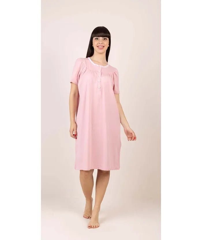 Camicia da notte calibrato donna Jersey serafino mezza manica Gary puro cotone 5288CONF
