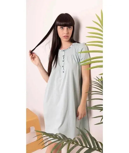 Camicia da notte calibrato donna Jersey serafino mezza manica Gary puro cotone 5288CONF