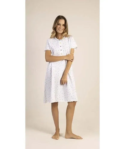 Camicia da notte calibrato donna Jersey serafino mezza manica Gary puro cotone 5359CONF