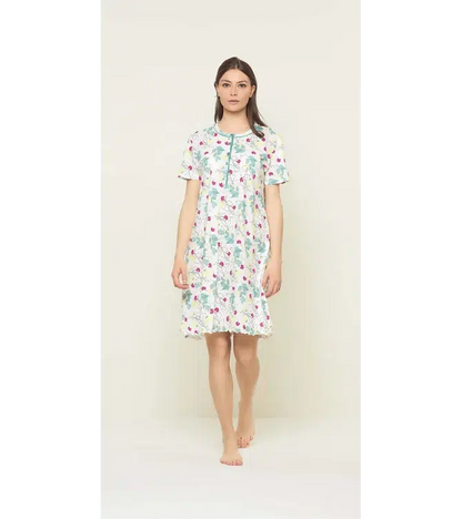 Camicia da notte calibrato donna Jersey serafino mezza manica Gary puro cotone U55032CONF