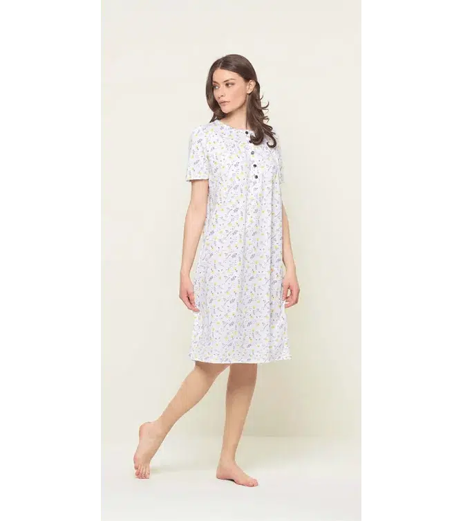 Camicia da notte calibrato donna Jersey serafino mezza manica Gary puro cotone U55081CONF