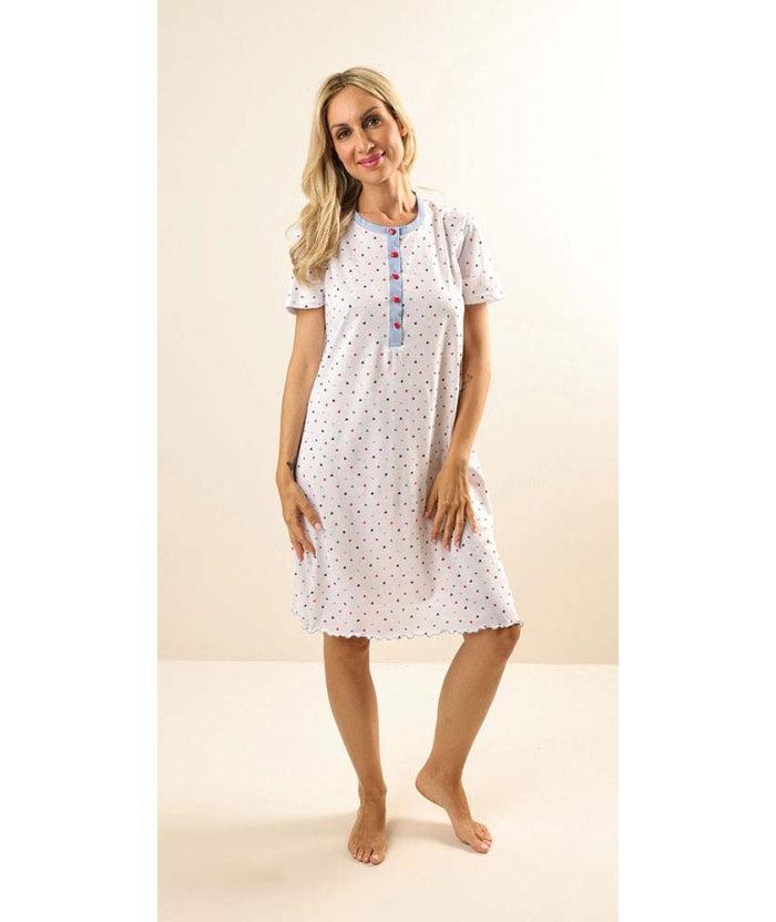 Camicia da notte conformato donna Jersey serafino mezza manica Gary puro cotone Z55009CONF
