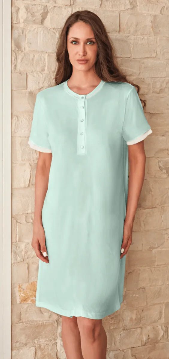 Camicia da notte donna Nottingham mezza manica cotone modal NPB176