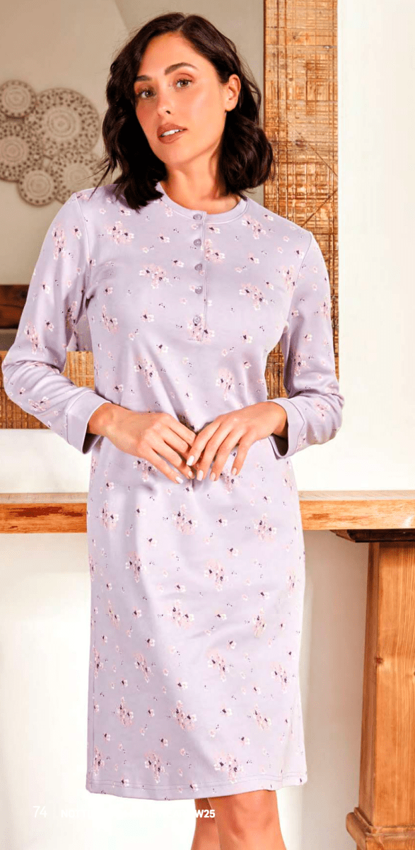 Camicia da notte donna Nottingham serafino caldo cotone interlock NPA439