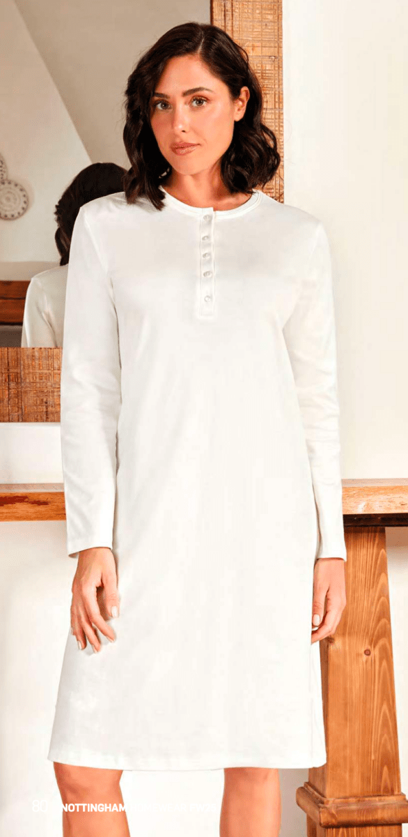 Camicia da notte donna Nottingham serafino caldo cotone interlock NPA444
