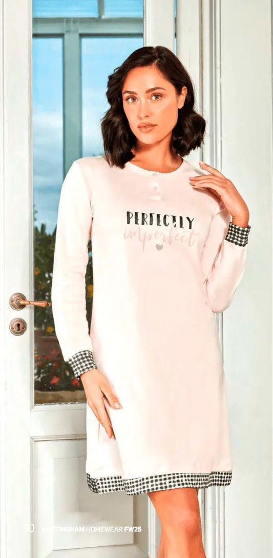 Camicia da notte donna Nottingham serafino caldo cotone interlock NPA461
