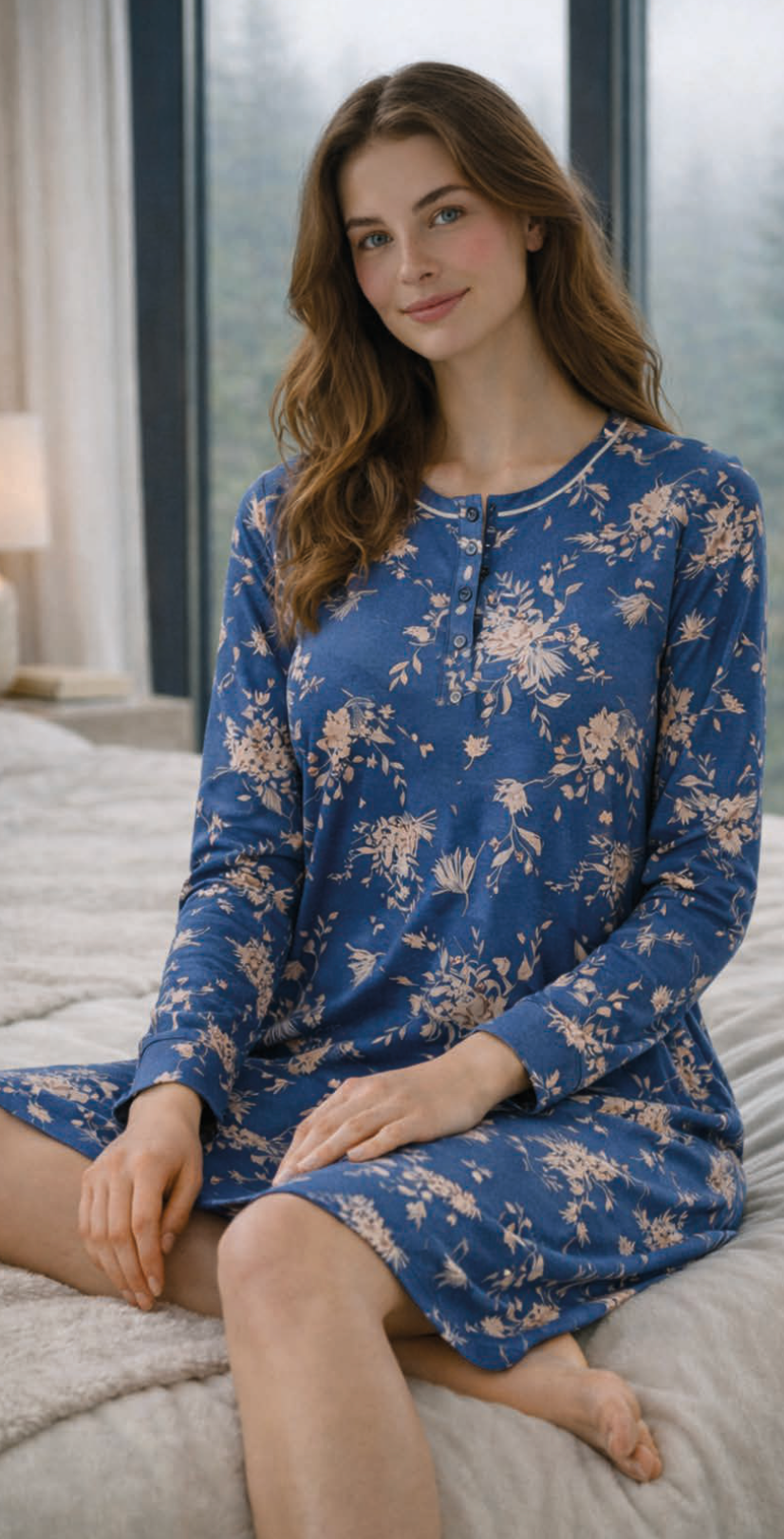 Camicia da notte donna Nottingham serafino viscosa bielastico NPC080