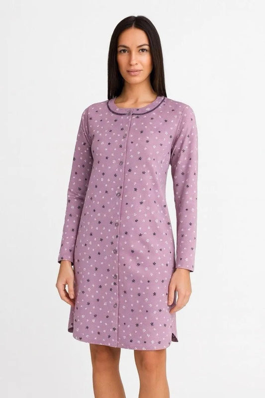 Camicia da notte donna Sièlei aperta caldo cotone interlock TM23 Tamigi