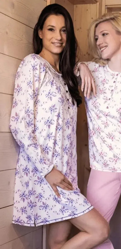 Camicia da notte donna Sièlei serafino caldo cotone interlock FL25 Florence